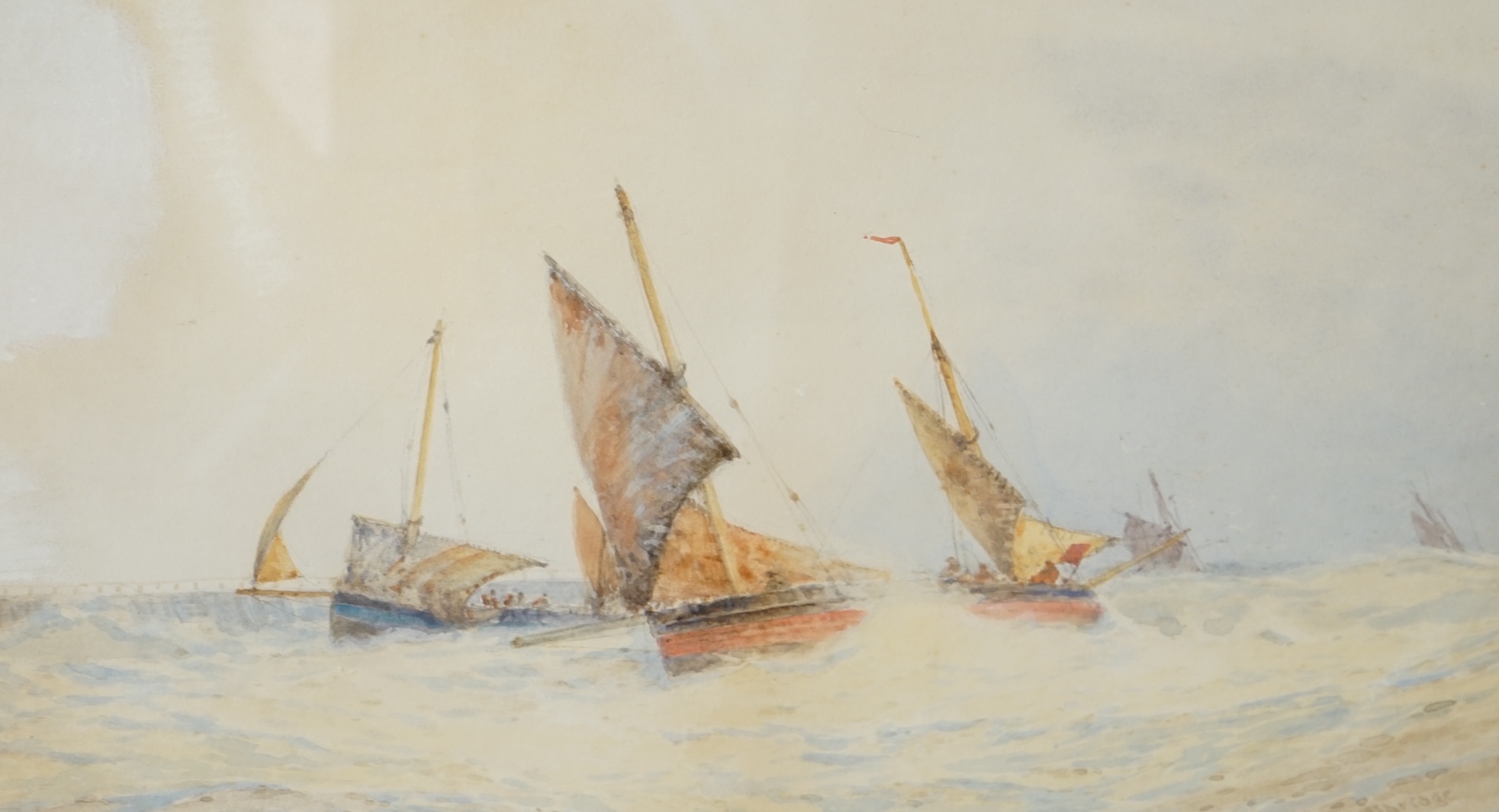 Frederick James Aldridge (1850-1933), two watercolours, Shipping scenes, each signed, largest 42 x 69cm. Condition - poor